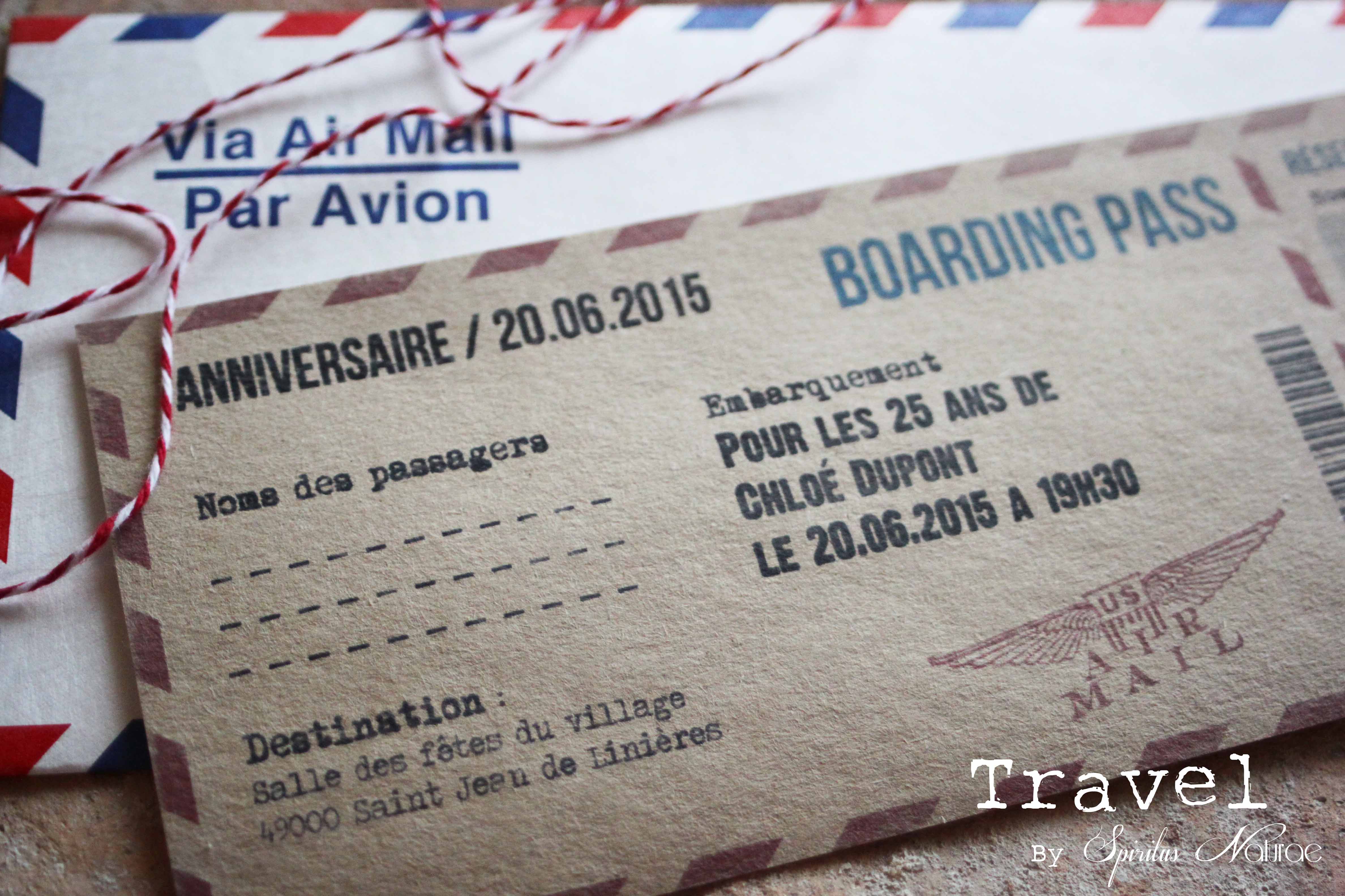 Invitation Anniversaire Billet d'Avion Gris - Popcarte