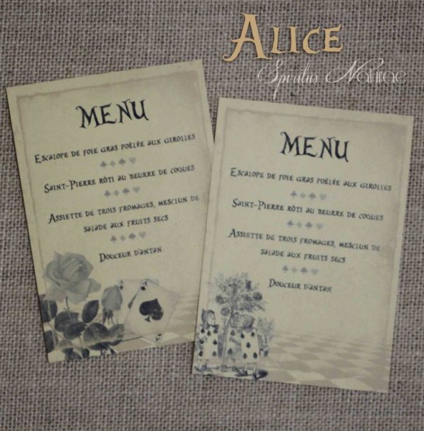 Menu - ALICE AU PAYS DES MERVEILLES -