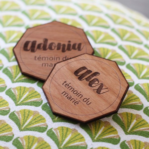 Badges mariage - TEMOINS POLYGONES sur mesure