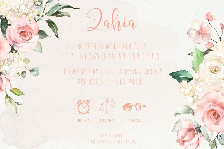 Faire-part naissance - Zahia - – Image 3